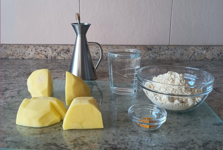 Ingredientes de la tortilla de patatas vegana